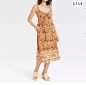 Knox Rose Summer Midi Dress Medium Smocked Back